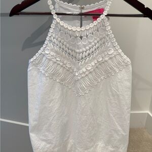 Elegant White Crochet Halter Top